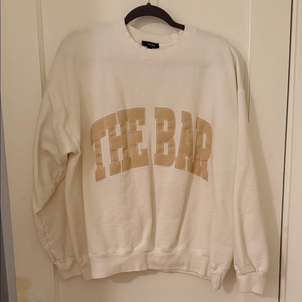 The Bar Cream Crewneck Sweatshirt with Tan Logo